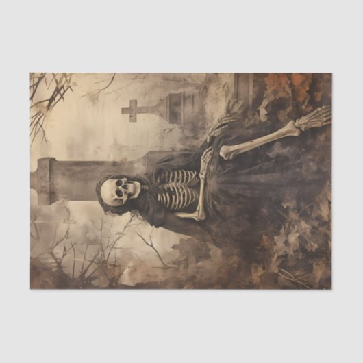 Vintages Skelett Foto Decoupage Seidenpapier (Vorderseite)