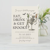 Vintages Skelett Halloween-Party Einladung (Stehend Vorderseite)