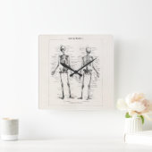 Vintages Skelett menschliche Anatomie Knochenknoch Quadratische Wanduhr (Zuhause)