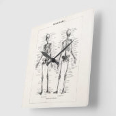 Vintages Skelett menschliche Anatomie Knochenknoch Quadratische Wanduhr (Winkel)