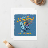 Vintages Skelett Surfen California Beach Mitteilungskarte (Vorderseite/Rückseite Beispiel)