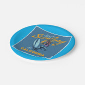 Vintages Skelett Surfen California Beach Pappteller (Schrägansicht)