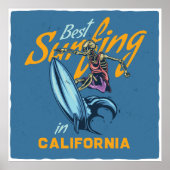 Vintages Skelett Surfen California Beach Poster (Vorne)
