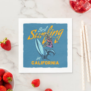 Vintages Skelett Surfen California Beach Serviette
