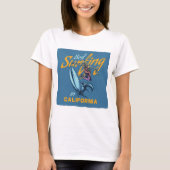 Vintages Skelett Surfen California Beach T-Shirt (Vorderseite)