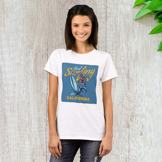 Vintages Skelett Surfen California Beach T-Shirt