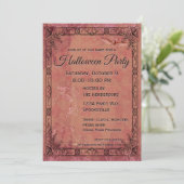 Vintages Skelett und Bat Halloween Einladung (Stehend Vorderseite)