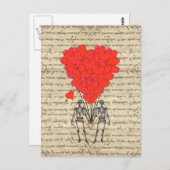 Vintages Skelett und rotes Herz Postkarte (Vorne/Hinten)