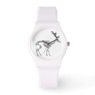Vintages Skelett zeichnend Rentiere Armbanduhr