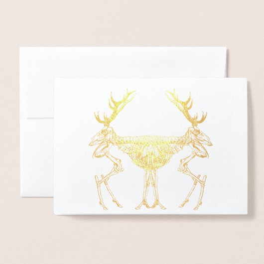 Vintages Skelett zeichnend Rentiere Folienkarte (Vorderseite mit Umschlag)