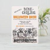 Vintages Skelettband-Halloween-Party Einladung (Stehend Vorderseite)