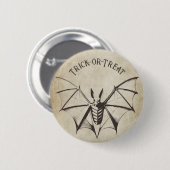Vintages Skelettbast Halloween Button (Vorne & Hinten)