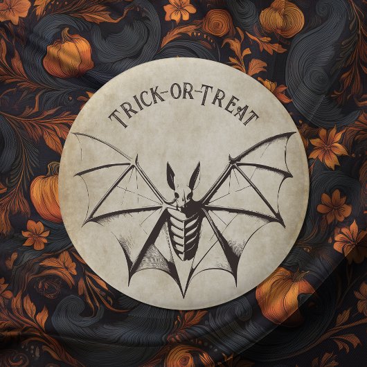 Vintages Skelettbast Halloween Button