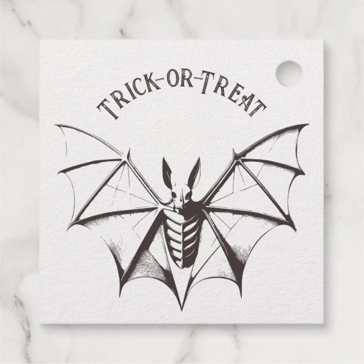 Vintages Skelettbast Halloween Geschenkanhänger (Rückseite)