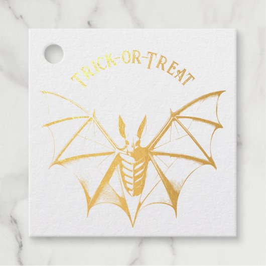 Vintages Skelettbast Halloween Geschenkanhänger (Vorderseite)