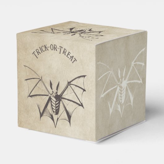 Vintages Skelettbast Halloween Geschenkschachtel (Rückseite)