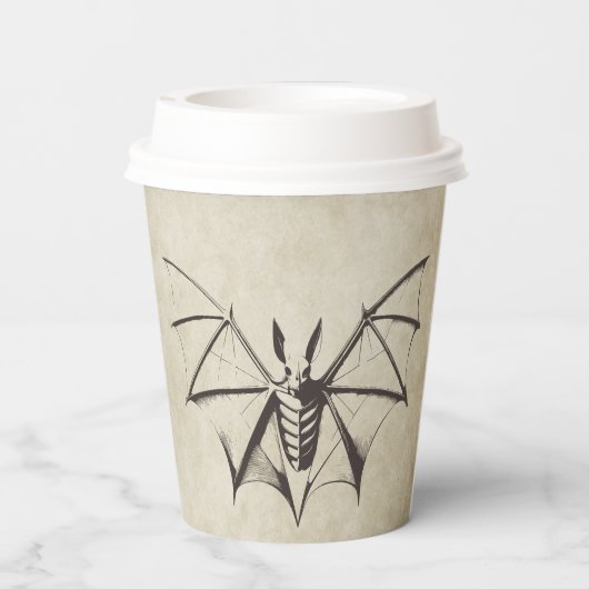 Vintages Skelettbast Halloween Pappbecher (Rückseite)