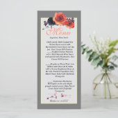 Vintages Skelettkaffee mit Herbst-Blütengrau Menükarte (Stehend Vorderseite)