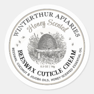 Vintages Skep BeesWachs Cuticle Creme Label Runder Aufkleber