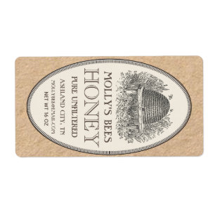 Vintages Skep Honey Label Ivory on Kraft