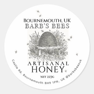 Vintages Skep-Label für Elfenbein mit Honigbienen Runder Aufkleber
