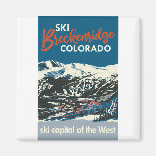 Vintages Ski-Beckenridge-Poster Blaue Magnet