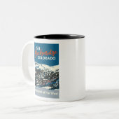Vintages Ski-Beckenridge-Poster Blaue Zweifarbige Tasse (Vorderseite Links)