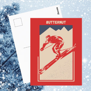 Vintages Ski Massachussets Resort Butternut Becken Postkarte