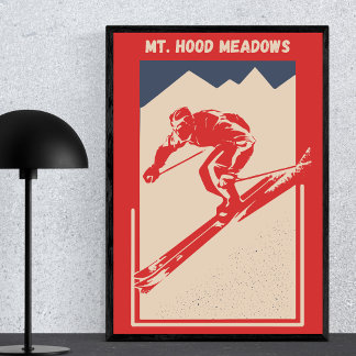 Vintages Ski Oregon Resort Berg Hood Wiesen Poster