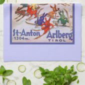Vintages Ski-Plakat, Arlberg, St. Anton Handtuch (Gefaltet)