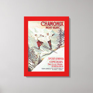 Vintages Ski-Plakat, Chamonix der Montblanc Leinwanddruck