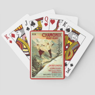 Vintages Ski-Plakat, Chamonix der Montblanc Spielkarten