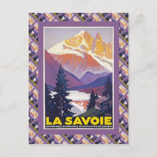 Vintages Ski-Plakat, Frankreich, La Savoie, Postkarte (Vorderseite)