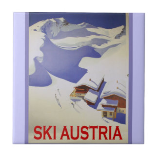 Vintages Ski-Plakat, Ski Österreich Fliese