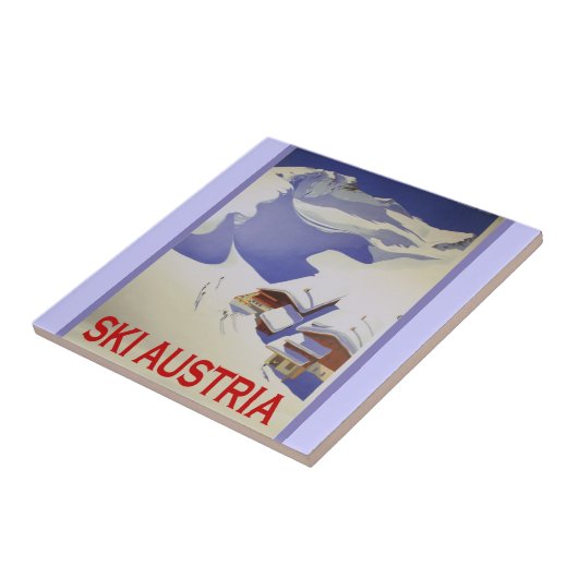 Vintages Ski-Plakat, Ski Österreich Fliese (Seite)