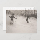 Vintages Skibild, Großes Pulver! Postkarte (Vorne/Hinten)