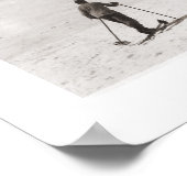 Vintages Skibild, Skifahrer auf der Piste Poster (Ecke)