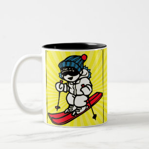 Vintages Skidesign   Skifahrer   Skigeschenk Zweifarbige Tasse