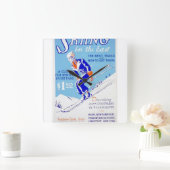 Vintages Skifahren im East WPA Poster Quadratische Wanduhr (Zuhause)