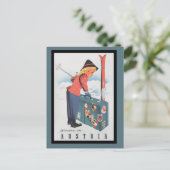 Vintages Skifahren in Österreich Postkarte (Stehend Vorderseite)