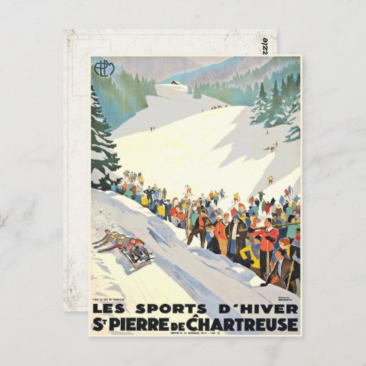 Vintages Skigebiet Postkarte aus der Schweiz (Vorne/Hinten)