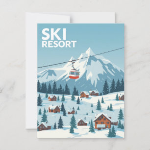 Vintages Skigebiet Reiseplakat - Schneeberg Postkarte