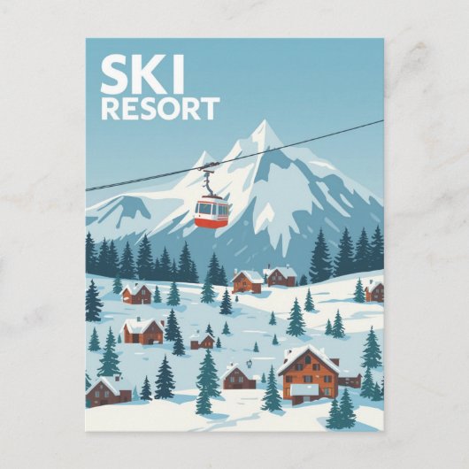 Vintages Skigebiet Reiseplakat - Schneeberg Postkarte (Vorderseite)