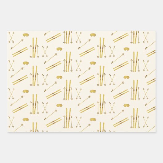 Vintages Skimuster Geschenkpapier Set (Vorderseite 2)