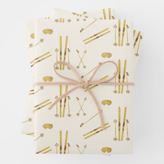 Vintages Skimuster Geschenkpapier Set (Beispiel)