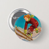 Vintages Skiplakat, Damenskipullover Button (Vorne & Hinten)