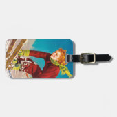 Vintages Skiplakat, Damenskipullover Gepäckanhänger (Vorderseite horizontal)