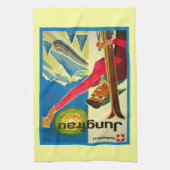 Vintages Skiplakat, Jungfrau Region, die Schweiz Küchentuch (Vertikal)