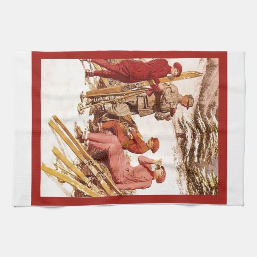 Vintages Skiplakat, Mode auf dem Piste Handtuch (Horizontal)