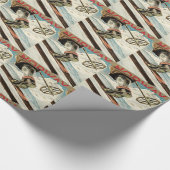 Vintages Skiplakat, Norwegen, das Zuhause des Geschenkpapier (Ecke)